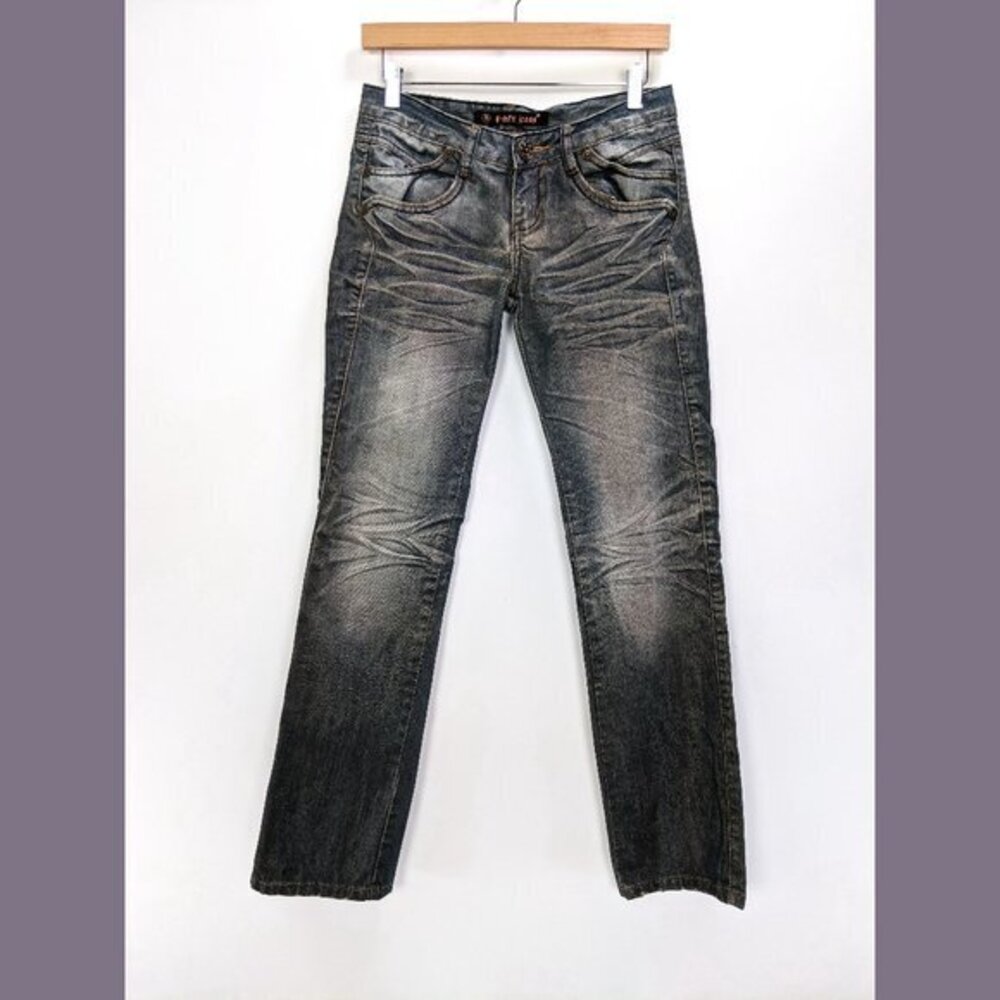 V-mtx Jeans Size 26 Womens Dirty Dye Low Rise Boot Cut Denim Jeans in Dirty Blue
